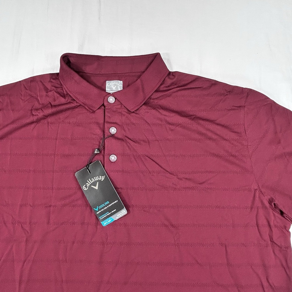 NWT Callaway Polo Shirt Men's L Red Golf Opti-Dry Lightweight Tennis Casual LOGO
